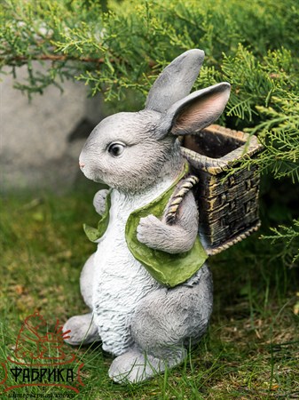 Кашпо для растений "Заяц" , цвет: серый