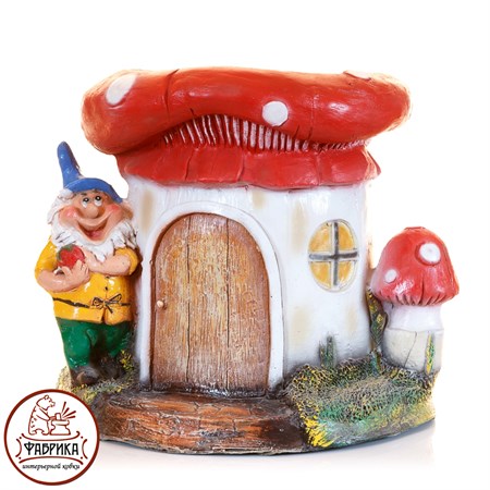 Садовый декор из полистоуна кашпо Гном с Грибом U07954