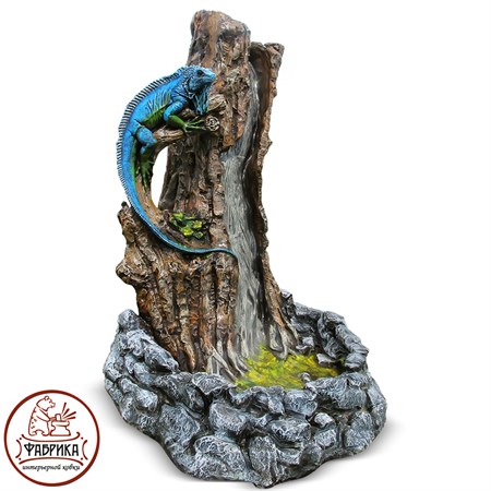 Садовый декор из полистоуна фонтан Игуана на Дереве F07307