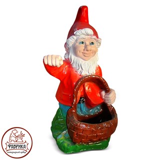гном с корзинкой из стеклопластика F07425
