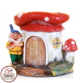 Садовый декор из полистоуна кашпо Гном с Грибом U07954