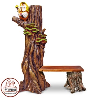 Садовая мебель из полистоуна лавочка Сова на Дереве F07343
