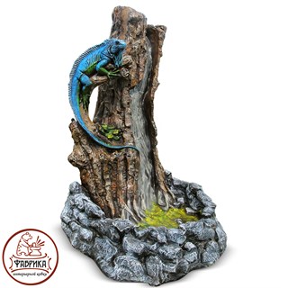 Садовый декор из полистоуна фонтан Игуана на Дереве F07307